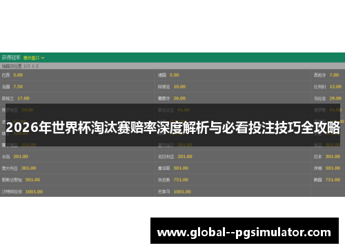 2026年世界杯淘汰赛赔率深度解析与必看投注技巧全攻略 2026年世界杯淘汰赛赔率深度解析与必看投注技巧全攻略